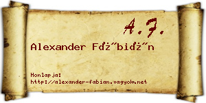Alexander Fábián névjegykártya